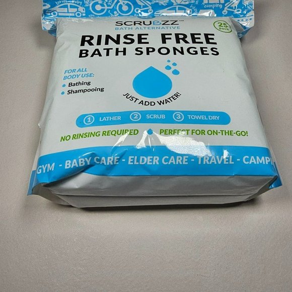Scrubzz 25-Pack Disposable No Rinse Bathing Wipes - All-In-1 Single Use Shower - Picture 3 of 4